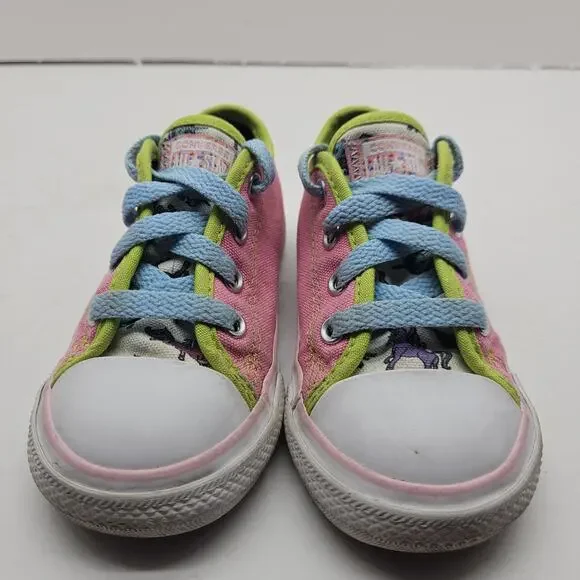 CONVERSE All Star Pink Canvas Unicorn Print Sneakers Low Top Toddler Girls Sz 7 - Picture 3 of 8